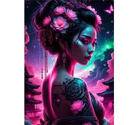 Jigsaw Puzzles 500 pieces,Puzzles for Adults,Challenging Educational Family Activity Games Home Decoration Puzzle Japanese Tattooed Flower Woman,20.5 x 15 Inch