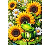 Jigsaw Puzzles 500 pieces,Puzzles for Adults,Challenging Educational Family Activity Games Home Decoration Puzzle Sunflowers Frog,20.5 x 15 Inch