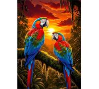 Jigsaw Puzzles 500 pieces,Puzzles for Adults,Challenging Educational Family Activity Games Home Decoration Puzzle Sunset Jungle Parrots,20.5 x 15 Inch