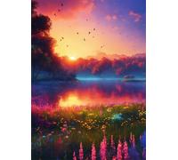 Jigsaw Puzzles 500 pieces,Puzzles for Adults,Challenging Educational Family Activity Games Home Decoration Puzzle Sunset Grove Lake,20.5 x 15 Inch