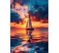 Jigsaw Puzzles 500 pieces,Puzzles for Adults,Challenging Educational Family Activity Games Home Decoration Puzzle Ocean Sunset Sailing,20.5 x 15 Inch