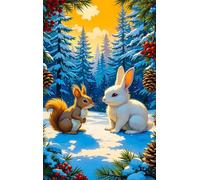 Jigsaw Puzzles 500 pieces,Puzzles for Adults,Challenging Educational Family Activity Games Home Decoration Puzzle Winter Woods Squirrel Rabbit,20.5 x 15 Inch
