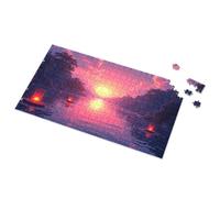 Jigsaw Puzzles 500 Pieces Sunset Lanterns On The Water Picture Puzzle Activity Books For Kids Ages 6-8 Toys For Ages 2-4(300PCS)