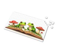 Jigsaw Puzzles 500 Pieces Two Frogs Sitting On An Open Book Surrounded By Mushrooms. Picture Puzzle 300 Piece Puzzles For Adults Large Piece Toys For(1000PCS)