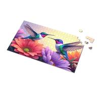 Jigsaw Puzzles 500 Pieces Two Hummingbirds On Vibrant Flowers Picture Puzzle Activity Books For Kids Ages 6-8 Toys For Ages 2-4(300PCS)