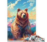 Jigsaw Puzzles 500 Pieces Vibrant Highland Bear Puzzle for Adults Woodenboard Puzzles Christmas Puzzle Gifts 500pcs (52x38cm)