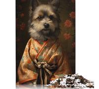 Jigsaw Puzzles 500 Pieces Yorkshire Dog Dress Kimono Puzzle for Adults Woodenboard Puzzles Christmas Puzzle Gifts 500pcs (52x38cm)