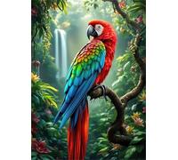 Jigsaw Puzzles 5000 pieces,Puzzles for Adults,Challenging Educational Family Activity Games Home Decoration Puzzle Jungle Waterfall Parrot,71.3 x 41.3 Inch
