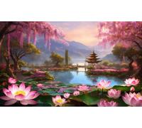 Jigsaw Puzzles 5000 pieces,Puzzles for Adults,Challenging Educational Family Activity Games Home Decoration Puzzle Park Lotus Scenery,71.3 x 41.3 Inch