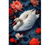 Jigsaw Puzzles 5000 pieces,Puzzles for Adults,Challenging Educational Family Activity Games Home Decoration Puzzle Lotus Lake Swans,71.3 x 41.3 Inch