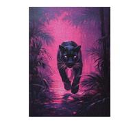 Jigsaw Puzzles 52x38cm/1000pcs for Adults Black Panther in Neon Jungle Puzzle for Adults Relax Games Birthday Present Gifts for Friends And Family 52x38cm/1000pcs
