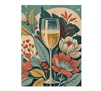 Jigsaw Puzzles 52x38cm/1000pcs for Adults Champagne Floral Illustration Jigsaws for Adults Relax Games Precision Cutting Help The Brain Exercise 52x38cm/1000pcs