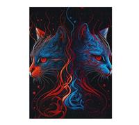 Jigsaw Puzzles 52x38cm/1000pcs for Adults Flame Cats Digital Art Jigsaws for Adults Relax Games Precision Cutting Help The Brain Exercise 52x38cm/1000pcs