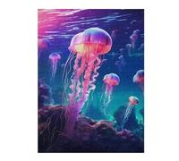 Jigsaw Puzzles 52x38cm/1000pcs for Adults Neon Jellyfish Glowing Jigsaw Puzzle DIY Toys Pattern Assembly Gifts for Friends And Family 52x38cm/1000pcs