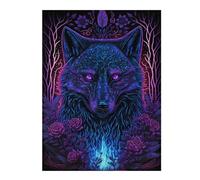 Jigsaw Puzzles 52x38cm/1000pcs for Adults Neon Wolf in Flowers Jigsaw Toy Wall Decor But Fun And Humorous Unique Birthday And Gifts 52x38cm/1000pcs