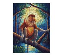 Jigsaw Puzzles 52x38cm/1000pcs for Adults Proboscis Monkey Stained Glass Illustration Puzzle for Adults Relax Games Birthday Present Gifts for Friends And Family 52x38cm/1000pcs