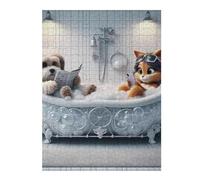 Jigsaw Puzzles 52x38cm/1000pcs for Adults Relaxing Bath Time for Friends Puzzles for Adults Toy Wall Decor Enhance Memory Birthday Present, Gifts, 52x38cm/1000pcs