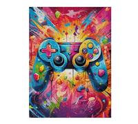 Jigsaw Puzzles 52x38cm/1000pcs for Adults Vibrant Gaming Controller Artwork -169 Puzzles for Adults Toy Wall Decor Enhance Memory Birthday Present, Gifts, 52x38cm/1000pcs