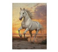 Jigsaw Puzzles 52x38cm/1000pcs for Adults White Horse Running at Sunset Puzzle for Adults Relax Games Birthday Present Gifts for Friends And Family 52x38cm/1000pcs