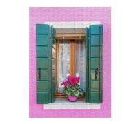 Jigsaw Puzzles 52x38cm/1000pcs for Adults Window on Pink House Italy Adult Jigsaw Puzzle Relax Games Precision Cutting Gifts for Friends And Family 52x38cm/1000pcs