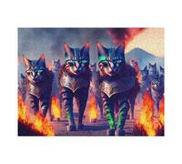 Jigsaw Puzzles 52x38cm/1000pcs for Teenagerss Ancient Cat Warriors Marching Through Flames Jigsaws for Adults Hands-on Game But Fun And Humorous Deal As Gifts for The Whole Family 52x38cm/1000pcs