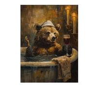 Jigsaw Puzzles 52x38cm/1000pcs for Teenagerss Bear in Bath Wine Glass Puzzle for Adults Relax Games Hand Speed Race Great Gift for Gaming 52x38cm/1000pcs