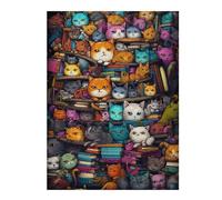 Jigsaw Puzzles 52x38cm/1000pcs for Teenagerss Cat Library Adventure Jigsaw Relaxing Games Enhance Memory Deal As Gifts for The Whole Family 52x38cm/1000pcs