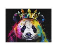 Jigsaw Puzzles 52x38cm/1000pcs for Teenagerss Colorful Panda with Crown Art Print Jigsaws for Adults Hands-on Game But Fun And Humorous Deal As Gifts for The Whole Family 52x38cm/1000pcs