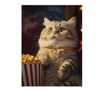 Jigsaw Puzzles 52x38cm/1000pcs for Teenagerss Funny Popcorn Cat Puzzle for Adults Relax Games Hand Speed Race Great Gift for Gaming 52x38cm/1000pcs