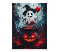 Jigsaw Puzzles 52x38cm/1000pcs for Teenagerss Halloween Ghost with Cauldron Puzzles for Adults Toy Wall Decor A Work of Art Gifts for Friends And Family 52x38cm/1000pcs
