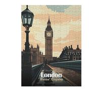 Jigsaw Puzzles 52x38cm/1000pcs for Teenagerss London, United Kingdom Illustration Adult Jigsaw Puzzle Hands-on Game Perfect Decoration Help The Brain Exercise 52x38cm/1000pcs