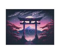 Jigsaw Puzzles 52x38cm/1000pcs for Teenagerss Torii Gate And Mount Fuji at Sunset -2 Jigsaws for Adults Relaxing Games Difficult Hard Educational Challenge 52x38cm/1000pcs