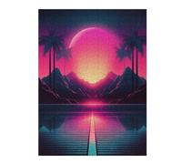 Jigsaw Puzzles 52x38cm/1000pcs for Teenagerss Tropical Synthwave Scenery Jigsaws for Adults Hands-on Game Enhance Memory Great Gift for Gaming 52x38cm/1000pcs