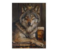 Jigsaw Puzzles 52x38cm/1000pcs for Teenagerss Wolf King Crown Pint Beer Jigsaws for Adults Hands-on Game Enhance Memory Great Gift for Gaming 52x38cm/1000pcs