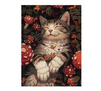 Jigsaw Puzzles 52x38cm/1000pcsfor Adults Cat Sleeping in Autumn Leaves Jigsaw Puzzle DIY Toys Pattern Assembly Gifts for Friends And Family 52x38cm/1000pcs