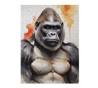 Jigsaw Puzzles 52x38cm/1000pcsfor Teenagerss Watercolor Painted Gorilla Jigsaws for Adults Hands-on Game Enhance Memory Great Gift for Gaming 52x38cm/1000pcs