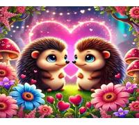 Jigsaw Puzzles 70 piece,Puzzles for Adults,Challenging Educational Family Activity Games Home Decoration Puzzle Cute Hedgehog Flowers 7.9 x 5.9 inch