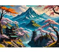 Jigsaw Puzzles 70 pieces,Puzzles for Adults,Challenging Educational Family Activity Games Home Decoration Puzzle Japanese Mountain Palace,7.9 x 5.9 Inch