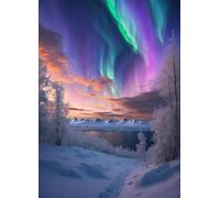 Jigsaw Puzzles 70 pieces,Puzzles for Adults,Challenging Educational Family Activity Games Home Decoration Puzzle Snowy Lake Aurora,7.9 x 5.9 Inch