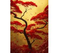 Jigsaw Puzzles 70 pieces,Puzzles for Adults,Challenging Educational Family Activity Games Home Decoration Puzzle Red Trees Scenery,7.9 x 5.9 Inch