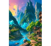 Jigsaw Puzzles 70 pieces,Puzzles for Adults,Challenging Educational Family Activity Games Home Decoration Puzzle Countryside Mountains Rivers,7.9 x 5.9 Inch
