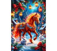 Jigsaw Puzzles 70 pieces,Puzzles for Adults,Challenging Educational Family Activity Games Home Decoration Puzzle Woodland Horse Rabbits,7.9 x 5.9 Inch