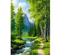 Jigsaw Puzzles 70 pieces,Puzzles for Adults,Challenging Educational Family Activity Games Home Decoration Puzzle Green Grove Rivers,7.9 x 5.9 Inch