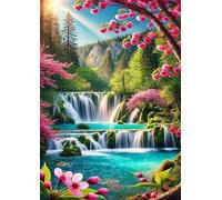 Jigsaw Puzzles 700 piece,Puzzles for Adults,Challenging Educational Family Activity Games Home Decoration Puzzle Spring Woods Waterfall 20.5 x 15 inch