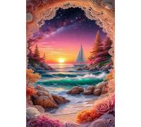 Jigsaw Puzzles 700 piece,Puzzles for Adults,Challenging Educational Family Activity Games Home Decoration Puzzle Sunset Sailing Flowers 20.5 x 15 inch