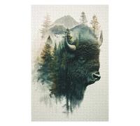 Jigsaw Puzzles 75x50cm/1000pcs Bison And Forest Double Exposure Jigsaws for Adults Family Game Presents for Women Deal As Gifts for The Whole Family 75x50cm/1000pcs