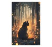 Jigsaw Puzzles 75x50cm/1000pcs for Adults Black Cat in Magical Forest Adult Jigsaw Puzzle Relax Games Precision Cutting Gifts for Friends And Family 75x50cm/1000pcs