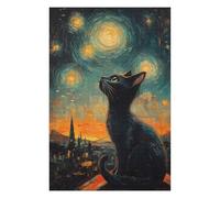 Jigsaw Puzzles 75x50cm/1000pcs for Adults Cat Starry Night Adult Jigsaw Puzzle Relax Games Precision Cutting Gifts for Friends And Family 75x50cm/1000pcs