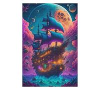 Jigsaw Puzzles 75x50cm/1000pcs for Adults Fantasy Sailing Ship in A Colorful Sky Puzzles for Adults Toy Wall Decor Enhance Memory Birthday Present, Gifts, 75x50cm/1000pcs