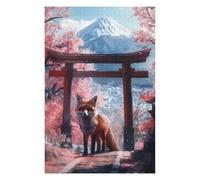 Jigsaw Puzzles 75x50cm/1000pcs for Adults Fox at Torii Gate Jigsaws for Adults DIY Toys Presents for Women for Birthday, Chrismas 75x50cm/1000pcs